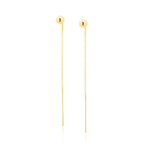Cercei argint lungi placati cu aur galben cu lantisor si bobite DiAmanti Z1802EPG-DIA (Argint 925‰ 1,3 g.)